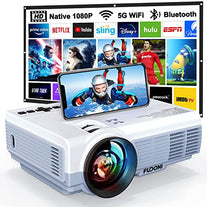 FUDONI Projector with WiFi and Bluetooth, Projector, 5G WiFi Native 1080P 9500L 4K Supported, FUDONI Outdoor Portable Projector with Screen, Home Theater Projector for HDMI/USB/PC/TV Box/iOS & Android Phone