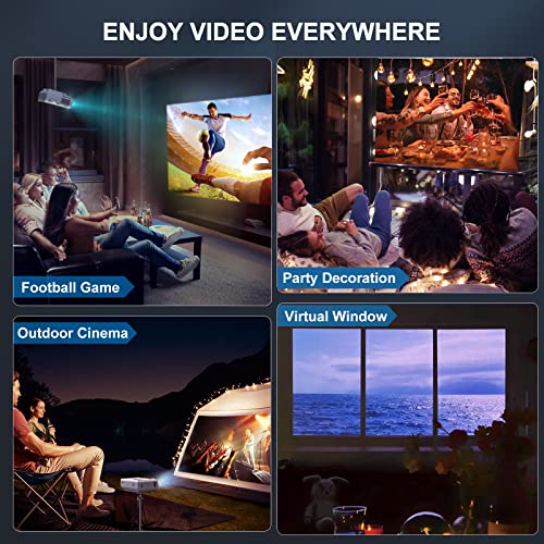 FUDONI Projector with WiFi and Bluetooth, Projector, 5G WiFi Native 1080P 9500L 4K Supported, FUDONI Outdoor Portable Projector with Screen, Home Theater Projector for HDMI/USB/PC/TV Box/iOS & Android Phone