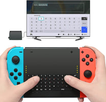 FYOUNG Wireless Keyboard Compatible with Nintendo Switch/Switch OLED, Wireless Gamepad Chatpad Message Keyboard for Switch, 2.4G USB Rechargable Handheld Remote Control Keyboard with a 2.4G Receiver