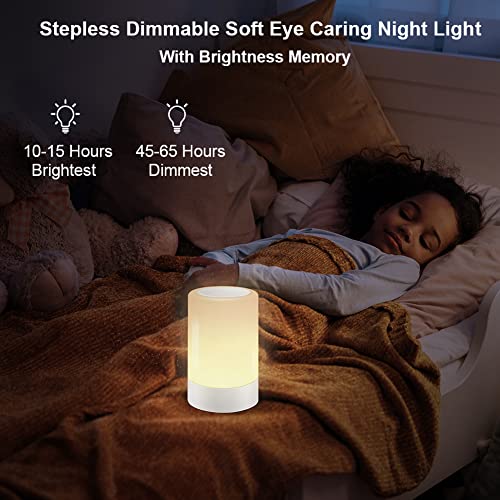 G Keni Nursery Night Light for Babies, LED Bedside Touch Sensor Lamp for Kids Breastfeeding and Sleep Aid, USB Rechargeable Nursery Lamp Dimmable Warm Night Light, Soft Eye Caring