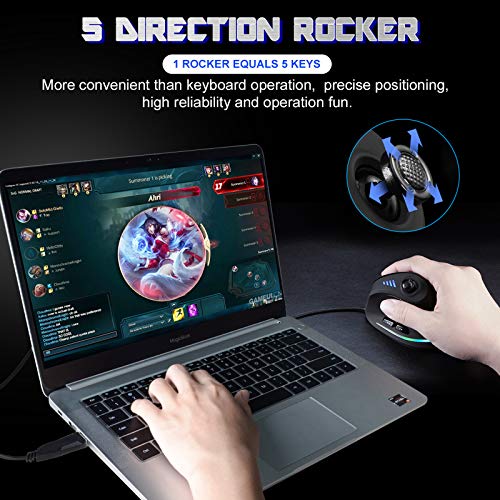 Gaming Mouse with 5 D Rocker, TRELC Ergonomic Mouse with 10000 DPI/11 Programmable Buttons, RGB Vertical Gaming Mice Wired for PC/Laptop/E-Sports/Game