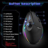 Gaming Mouse with 5 D Rocker, TRELC Ergonomic Mouse with 10000 DPI/11 Programmable Buttons, RGB Vertical Gaming Mice Wired for PC/Laptop/E-Sports/Game