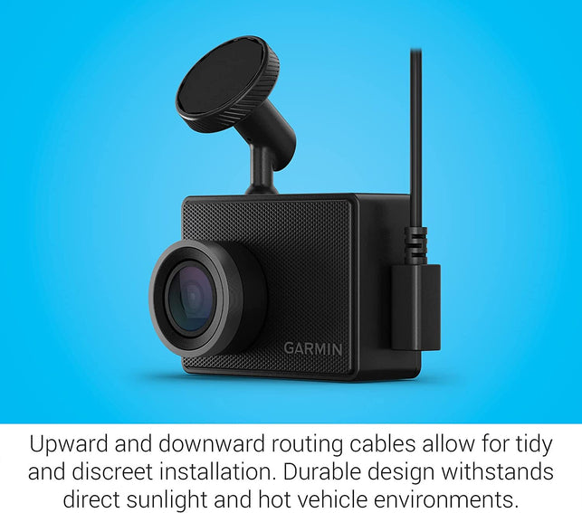 Garmin Dash Cam 47, 1080P and 140-Degree FOV, Monitor Your Vehicle While Away W/ New Connected Features, Voice Control, Compact and Discreet, Includes Memory Card