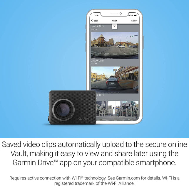 Garmin Dash Cam 47, 1080P and 140-Degree FOV, Monitor Your Vehicle While Away W/ New Connected Features, Voice Control, Compact and Discreet, Includes Memory Card