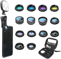 Godefa Phone Camera Lens Kit, 14 in 1 Lenses with Selfie Ring Light for iPhone Xs, Xr,8 7 6s Plus, Samsung and other Andriod Smartphone, Universal Cli