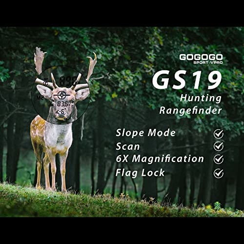 Gogogo Sport Vpro Green Hunting Rangefinder -1200 Yards Laser Range Finder for Hunting and Golf with Speed, Slope, Scan and Normal Measurements - Rechargeable - with USB Cable