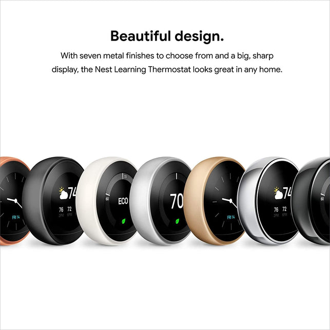 Google Nest Learning Thermostat - Programmable Smart Thermostat for Home - 3Rd Generation Nest Thermostat - Works with Alexa - Mirror Black