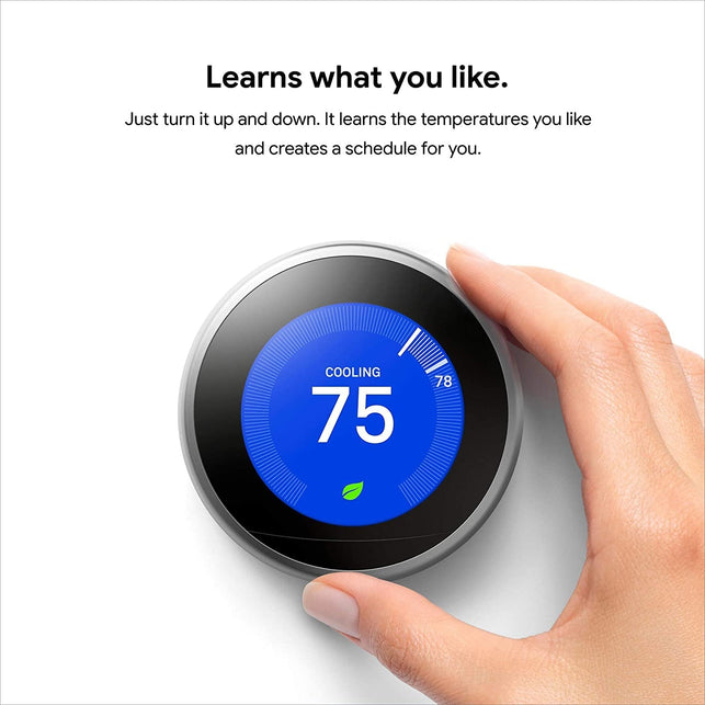 Google Nest Learning Thermostat - Programmable Smart Thermostat for Home - 3Rd Generation Nest Thermostat - Works with Alexa - Mirror Black