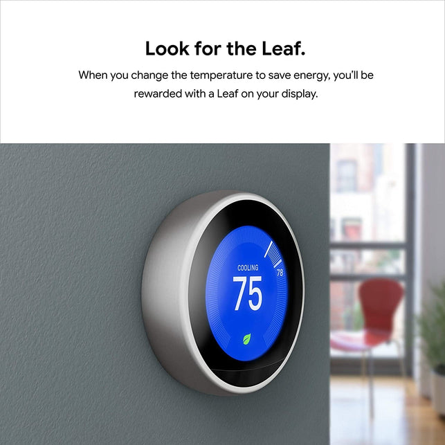 Google Nest Learning Thermostat - Programmable Smart Thermostat for Home - 3Rd Generation Nest Thermostat - Works with Alexa - Mirror Black