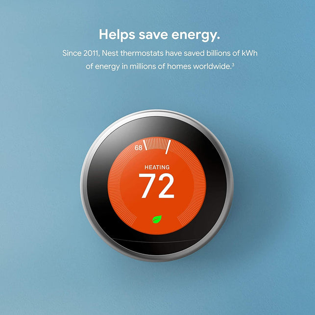 Google Nest Learning Thermostat - Programmable Smart Thermostat for Home - 3Rd Generation Nest Thermostat - Works with Alexa - Mirror Black