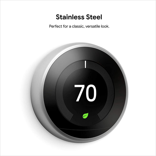 Google Nest Learning Thermostat - Programmable Smart Thermostat for Home - 3Rd Generation Nest Thermostat - Works with Alexa - Stainless Steel