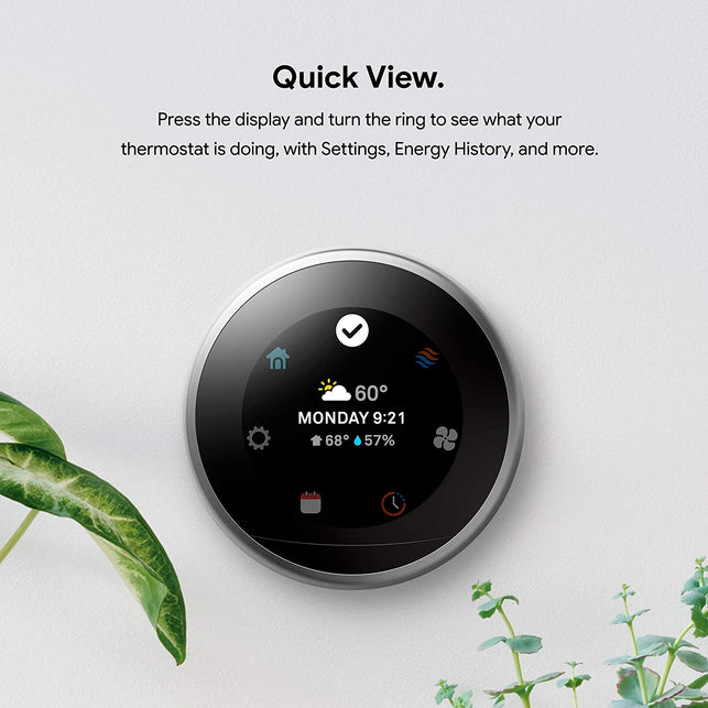 Google Nest (T3007ES) 3rd Gen Learning Thermostat Temperature Control BLACK Works with Alexa - The Gadget Collective