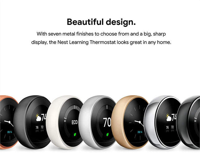 Google Nest (T3007ES) 3rd Gen Learning Thermostat Temperature Control BLACK Works with Alexa