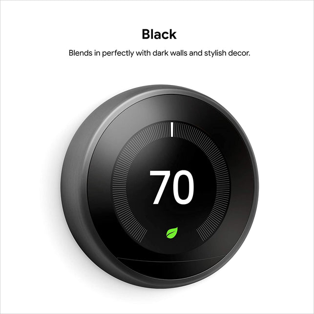 Google Nest (T3007ES) 3rd Gen Learning Thermostat Temperature Control BLACK Works with Alexa