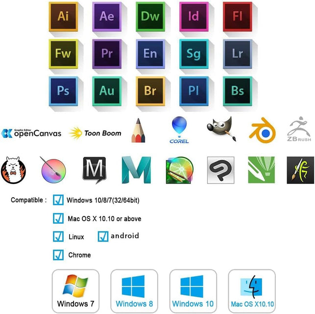 Graphics Drawing Tablets, UGEE M708 10 X 6 Inch Large Active Area Drawing Tablet with 8 Hot Keys 8192 Levels Pen Graphic Tablets for Computer Digital Art Creation Sketch for Windows Mac Os and Linux