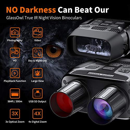 GTHUNDER Digital Night Vision Goggles Binoculars for Total Darkness—Infrared Digital Night Vision Large Viewing Screen, 32GB Memory Card for Photo and