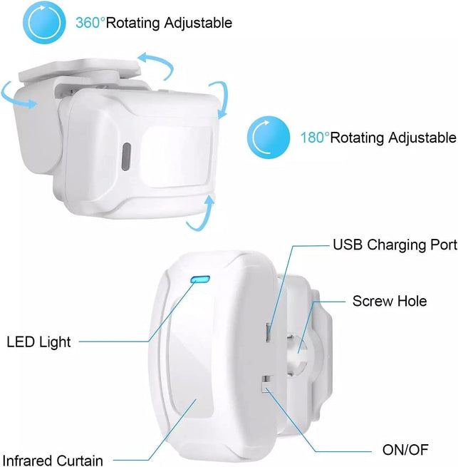 HENDUN Motion Sensor Door Chime for Business, Commercial Music Doorbell, Retail Store Welcome Buzzer, Sleepwalker Elderly Toddler Safety Monitor, Pir Detector Alarm, Caregiver Reminder