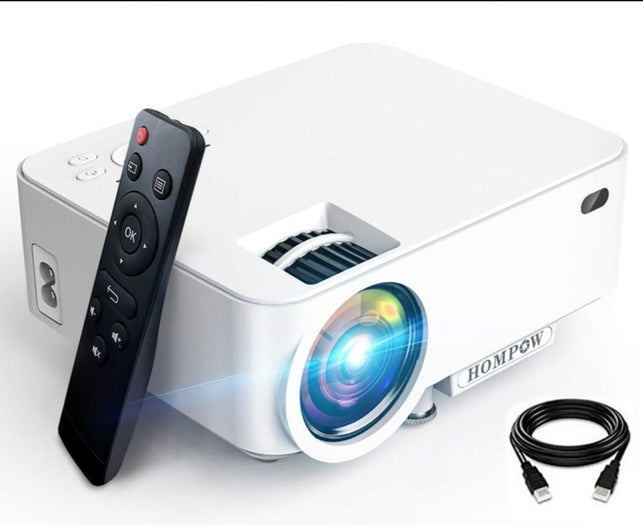 Hompow Mini Projector 5500L Movie Projector, Smartphone Portable Video Projector 1080P Supported and 176" Display, Compatible with TV Stick/HDMI/VGA/U