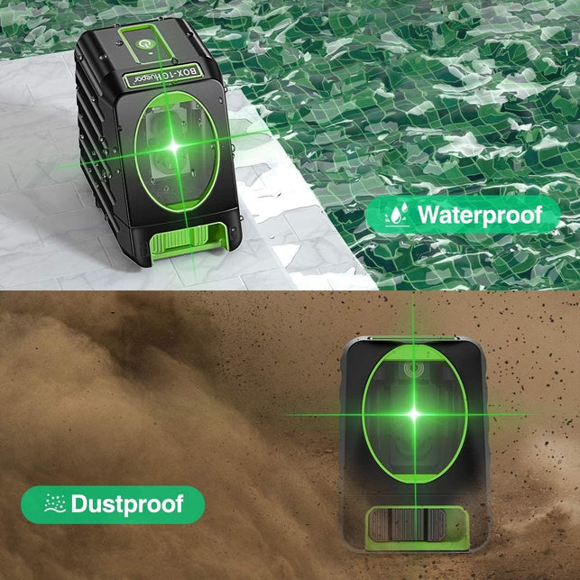 Huepar Self-leveling Laser Level - Box-1G 150ft/45m Outdoor Green Cross Line Laser Level with Vertical Beam Spread Covers of 150°, Selectable Laser Li