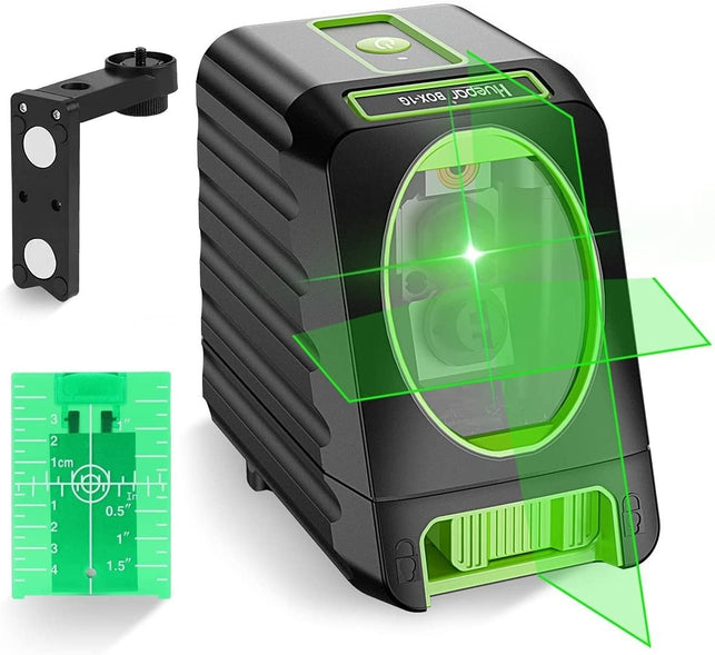 Huepar Self-leveling Laser Level - Box-1G 150ft/45m Outdoor Green Cross Line Laser Level with Vertical Beam Spread Covers of 150°, Selectable Laser Li