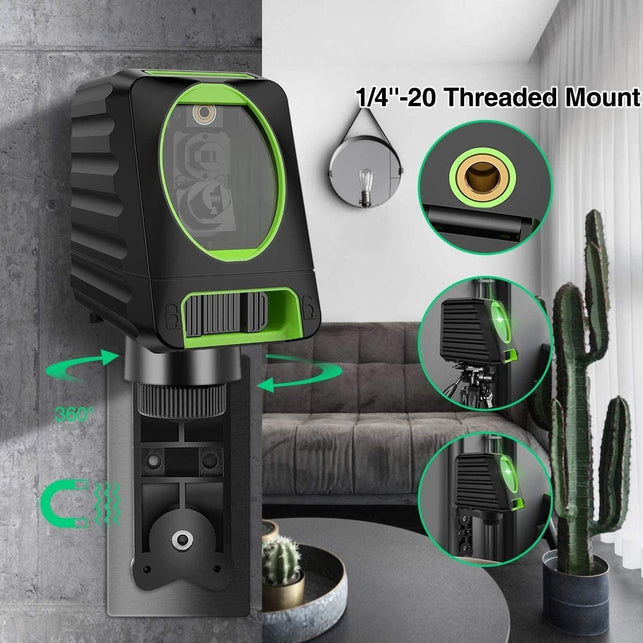 Huepar Self-leveling Laser Level - Box-1G 150ft/45m Outdoor Green Cross Line Laser Level with Vertical Beam Spread Covers of 150°, Selectable Laser Li