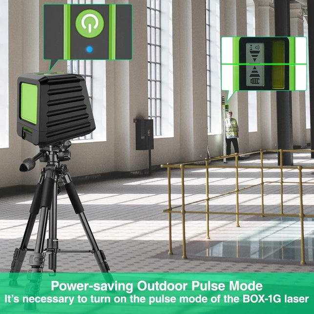 Huepar Self-leveling Laser Level - Box-1G 150ft/45m Outdoor Green Cross Line Laser Level with Vertical Beam Spread Covers of 150°, Selectable Laser Li