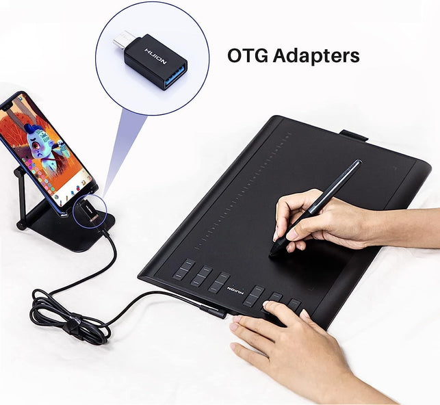 HUION Inspiroy H1060P Graphics Drawing Tablet with 8192 Pressure Sensitivity Battery-Free Stylus and 12 Customized Hot Keys, 10 X 6.25 Inches Digital Art Tablet for Mac, Windows PC and Android