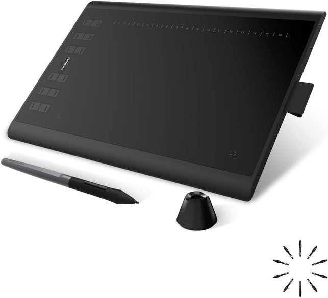 HUION Inspiroy H1060P Graphics Drawing Tablet with 8192 Pressure Sensitivity Battery-Free Stylus and 12 Customized Hot Keys, 10 X 6.25 Inches Digital Art Tablet for Mac, Windows PC and Android