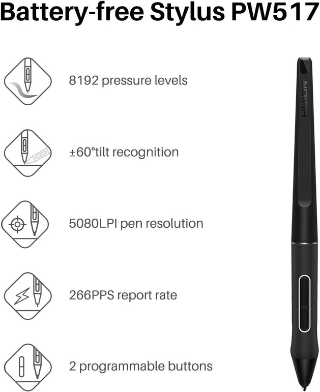 HUION KAMVAS 13 Drawing Tablet with Screen, 13.3" Full-Laminated Graphics Tablet with Battery-Free Stylus Tilt Support for Digital Art, Paint & Design, Work with Mac, PC & Mobile, Black