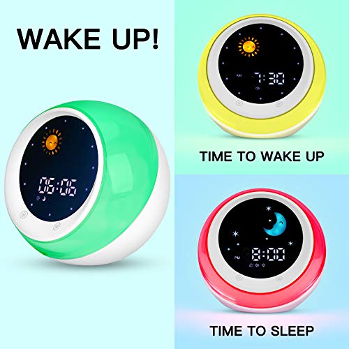 I-Code Time to Wake Alarm Clock for Kids, Children's Sleep Trainer, Kids Wake Up Light, Sleep Sound Machine