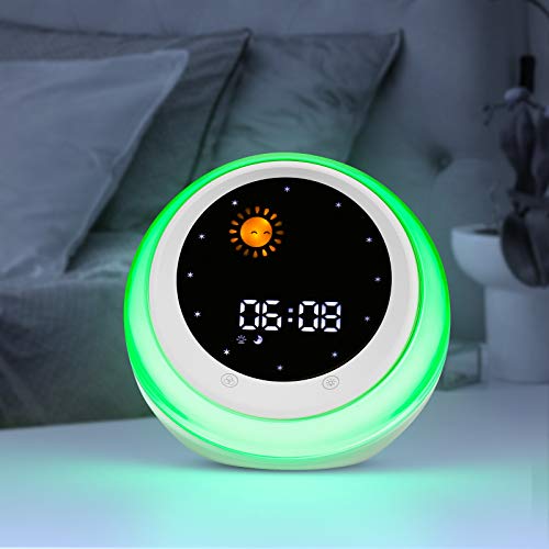 I-Code Time to Wake Alarm Clock for Kids, Children's Sleep Trainer, Kids Wake Up Light, Sleep Sound Machine