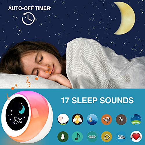 I.CODE Sun & Moon Rise Kids Alarm Clock, Children's Sleep Trainer ,Sleep Sound Machine, Wake Up Light & Night Light ,Teach Kids Day & Night