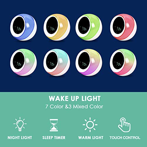 I.CODE Sun & Moon Rise Kids Alarm Clock, Children's Sleep Trainer ,Sleep Sound Machine, Wake Up Light & Night Light ,Teach Kids Day & Night