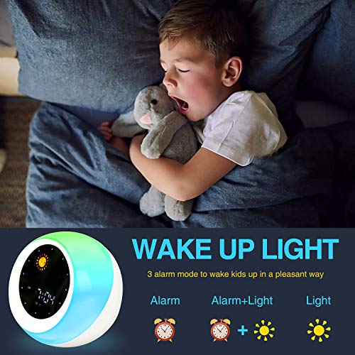 I.CODE Sun & Moon Rise Kids Alarm Clock, Children's Sleep Trainer ,Sleep Sound Machine, Wake Up Light & Night Light ,Teach Kids Day & Night