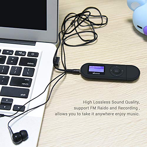 idoooz Mp3 Player, USB Mp3 Player with FM Radio,Voice Recorder,idoooz U2 8GB Music Player Support One-Button for Recording (Black)