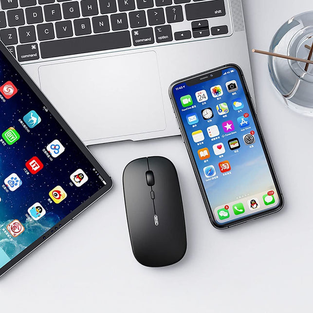 INPHIC Wireless Mouse for Laptop, 2.4G Slim Mouse 700Mah Rechargeable, Noiseless Computer Mouse with USB Receiver, 3 Adjustable DPI Optical Cordless Mouse for Macbook, Chromebook, PC, Laptop-Black