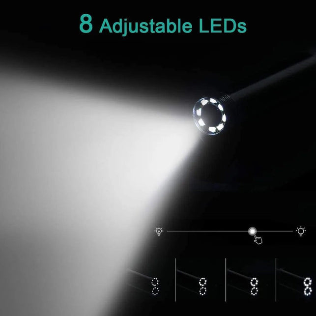 Inspection Camera Endoscope,Wireless Endoscope Wifi Inspection Camera 1200P HD Borescope Waterproof IP68 Snake Pipe Camera with 8 Led & 5M(16.4Ft) Semi-Rigid Cable for Ios Android Iphone Windows Mac