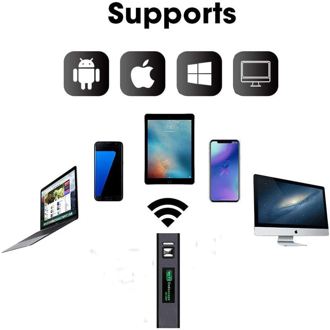 Inspection Camera Endoscope,Wireless Endoscope Wifi Inspection Camera 1200P HD Borescope Waterproof IP68 Snake Pipe Camera with 8 Led & 5M(16.4Ft) Semi-Rigid Cable for Ios Android Iphone Windows Mac
