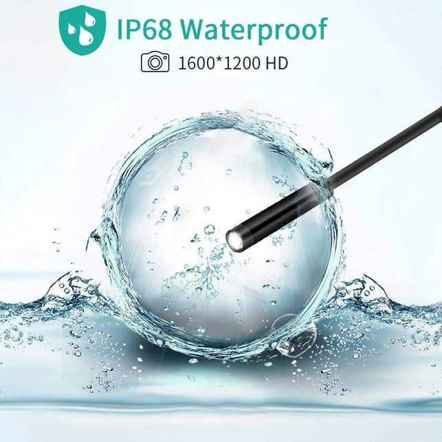 Inspection Camera Endoscope,Wireless Endoscope Wifi Inspection Camera 1200P HD Borescope Waterproof IP68 Snake Pipe Camera with 8 Led & 5M(16.4Ft) Semi-Rigid Cable for Ios Android Iphone Windows Mac