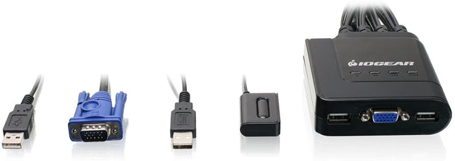 IOGEAR 4-Port USB VGA Cable KVM Switch with Cables and Remote, GCS24U