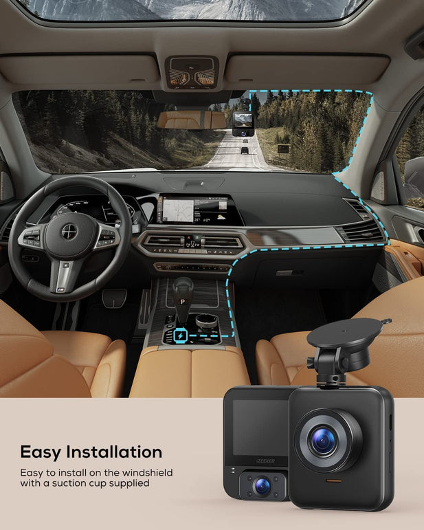 Izeeker 2K Dash Cam Front and Inside, 1440P Dual Dash Camera for Cars with Starvis Sensor, Infrared Night Vision for Taxi Driver, Accident Record, Loop Recording, Parking Mode