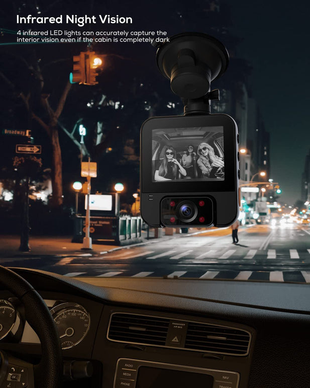 Izeeker 2K Dash Cam Front and Inside, 1440P Dual Dash Camera for Cars with Starvis Sensor, Infrared Night Vision for Taxi Driver, Accident Record, Loop Recording, Parking Mode