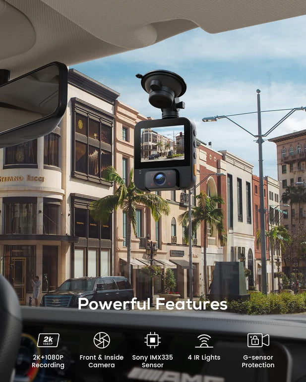 Izeeker 2K Dash Cam Front and Inside, 1440P Dual Dash Camera for Cars with Starvis Sensor, Infrared Night Vision for Taxi Driver, Accident Record, Loop Recording, Parking Mode
