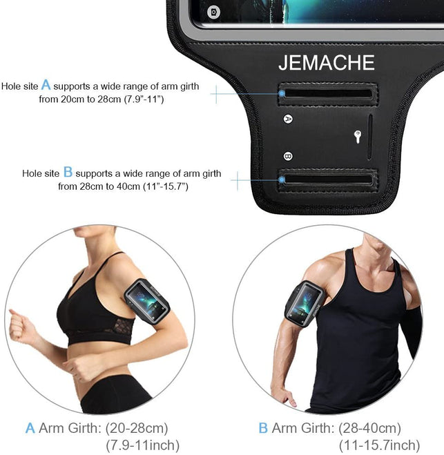 JEMACHE Galaxy S20/S10/S9/S8 Armband, Gym Running Workouts Exercises Phone Arm Band Case for Samsung Galaxy S20/S10/S9/S8/S7 Edge with Key Holder (Bla