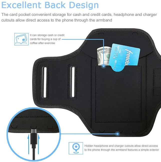 JEMACHE Galaxy S20/S10/S9/S8 Armband, Gym Running Workouts Exercises Phone Arm Band Case for Samsung Galaxy S20/S10/S9/S8/S7 Edge with Key Holder (Bla