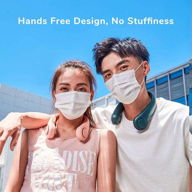 JISULIFE Portable Neck Fan, Hands Free Bladeless Fan, 4000 mAh Battery Operated Wearable Personal Fan, Leafless, Rechargeable, Headphone Design, USB P