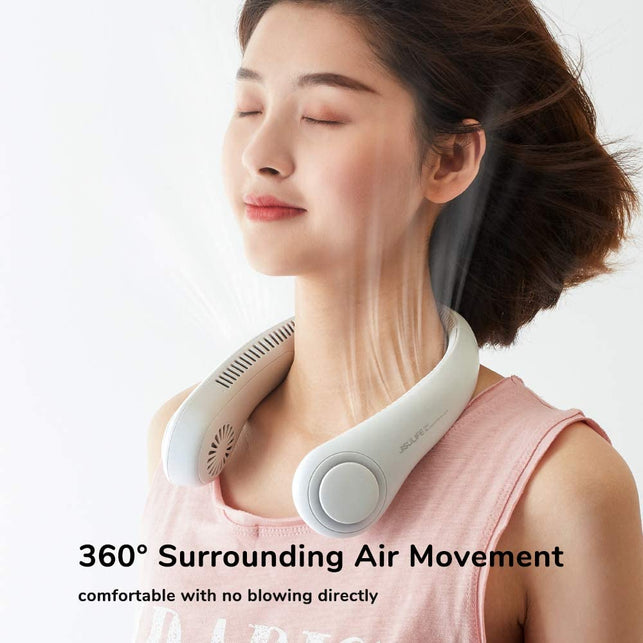 JISULIFE Portable Neck Fan, Hands Free Bladeless Fan, 4000 mAh Battery Operated Wearable Personal Fan, Leafless, Rechargeable, Headphone Design, USB P