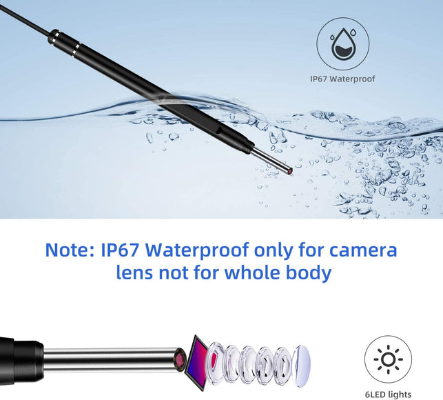 Jiusion 3.9Mm Ultra-Thin Portable USB Digital Otoscope Camera with Carrying Case, HD 720P 6 LED Visual Ear Scope with 3 Hats 2 Silicone Caps 8 Earwax Spoons for Android Windows Mac NOT for Iphone Ipad