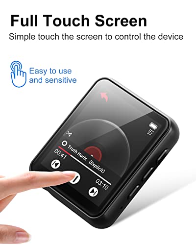 JOLIKE MP3 Player Bluetooth 5.0 Touch Screen Music Player Portable mp3 Player with Speakers high Fidelity Lossless Sound Quality mp3 FM Radio Recording e-Book 1.8 inch Screen MP3 Player Support (128GB)