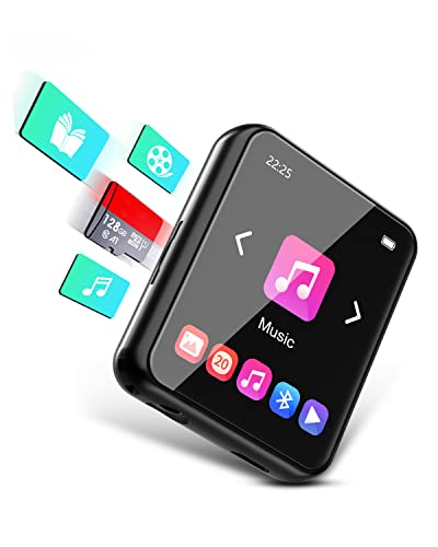 JOLIKE MP3 Player Bluetooth 5.0 Touch Screen Music Player Portable mp3 Player with Speakers high Fidelity Lossless Sound Quality mp3 FM Radio Recording e-Book 1.8 inch Screen MP3 Player Support (128GB)